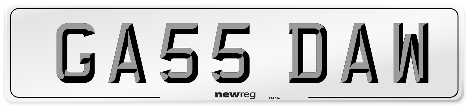 GA55 DAW Number Plate from New Reg